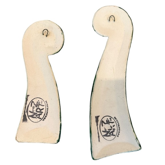 Nurez Art | Green Ceramic 2 Piece Wall Hanging Ferns - Picture 7 of 8